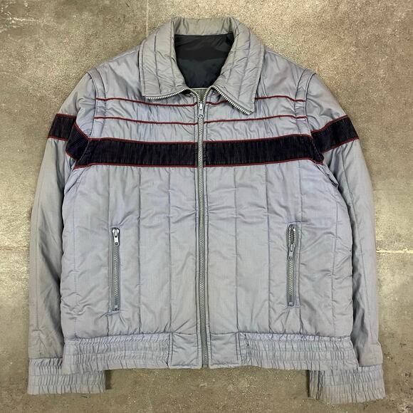 Vintage 80's Trader Bay Reversible Puffer Jacket W/ Detachable Sleeves Medium - Picture 1 of 7